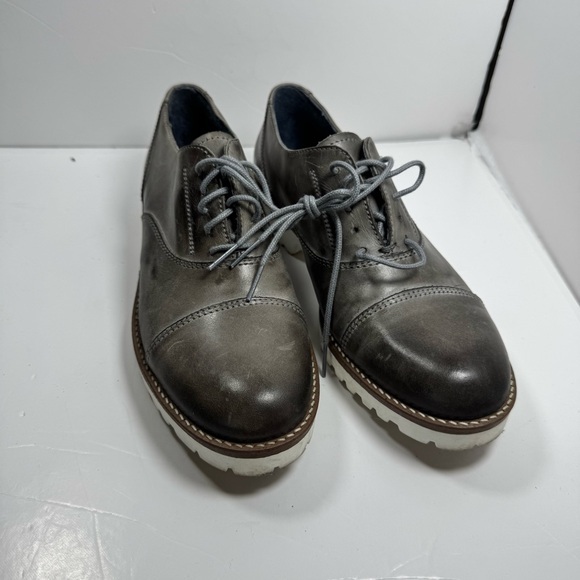 Romano Sicari Gray Leather Oxford Shoes Sz 38 7.5 Women Made in Italy Academia - Picture 2 of 13